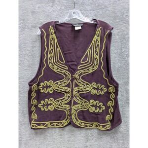 Vintage Vest Womens 16 Gold Soutache Embroidery Cropped Victorian‎ Goth Romantic